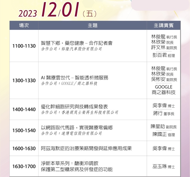 12/1專家講座議程