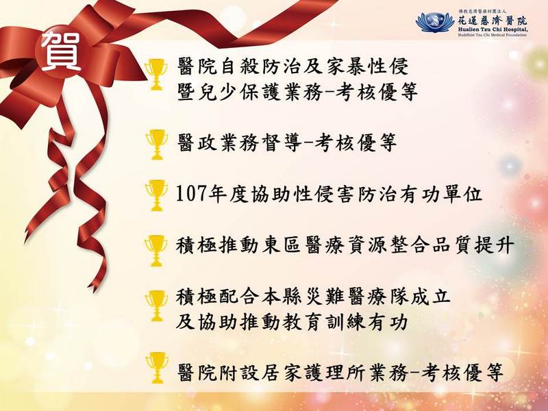 花蓮慈院獲六大獎、六項個人獎