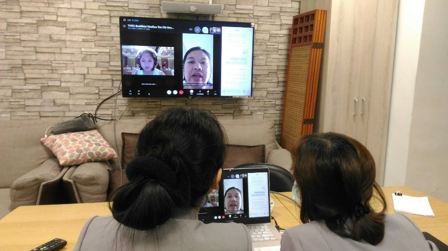 新南向辦公室朱芳瑤經理、陳羽庭組員與越南廠商線上互動