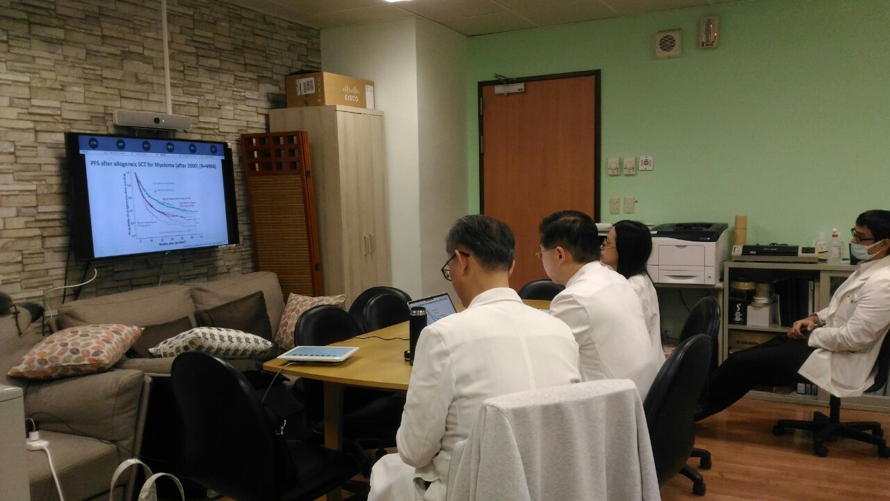 圖說：台菲視訊會議醫學講座：幹細胞移植於多發性骨髓瘤的新進展視訊現場。