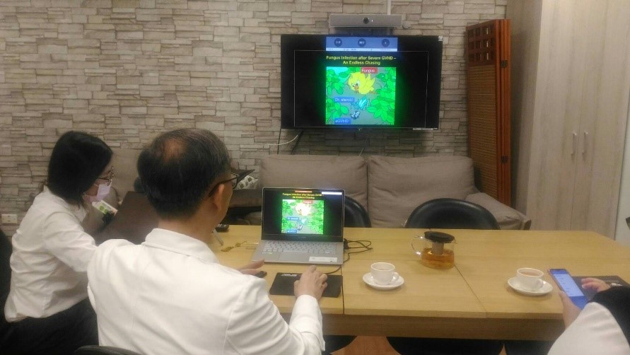 左圖：講者花蓮慈濟醫院血液腫瘤科李啟誠主任針對印尼慈濟醫院在骨髓移植治療的重點事項給予專業建議。