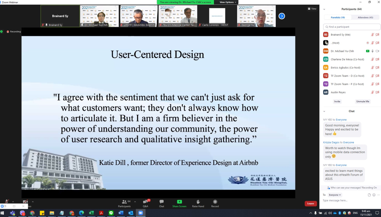 2021/11/15(一) 2021 Taiwan-Philippines eHealth Forum: for digital health integration into clinical practice以線上視訊舉行。